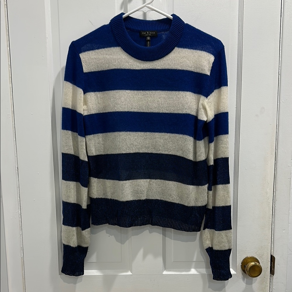 Blue and White Striped Sweater